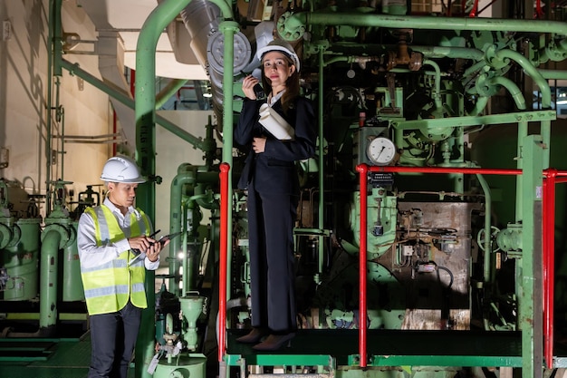 Oil industry professionals in technical training session